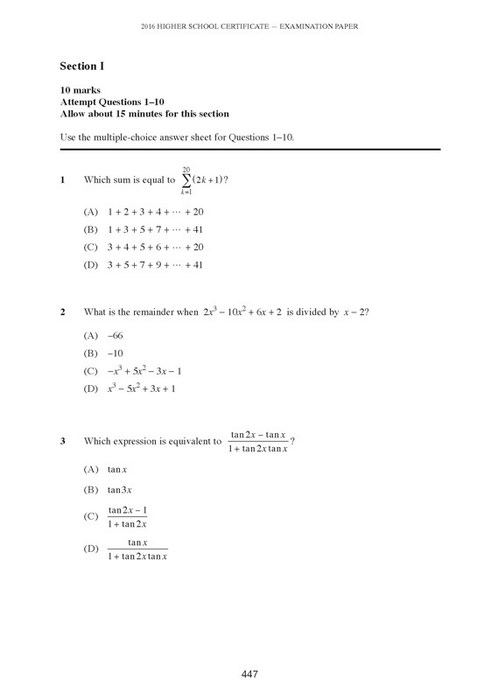 Excel Success One HSC Mathematics 2015 Past Papers Excel Success One HSC Mathematics 2015 Past Papers