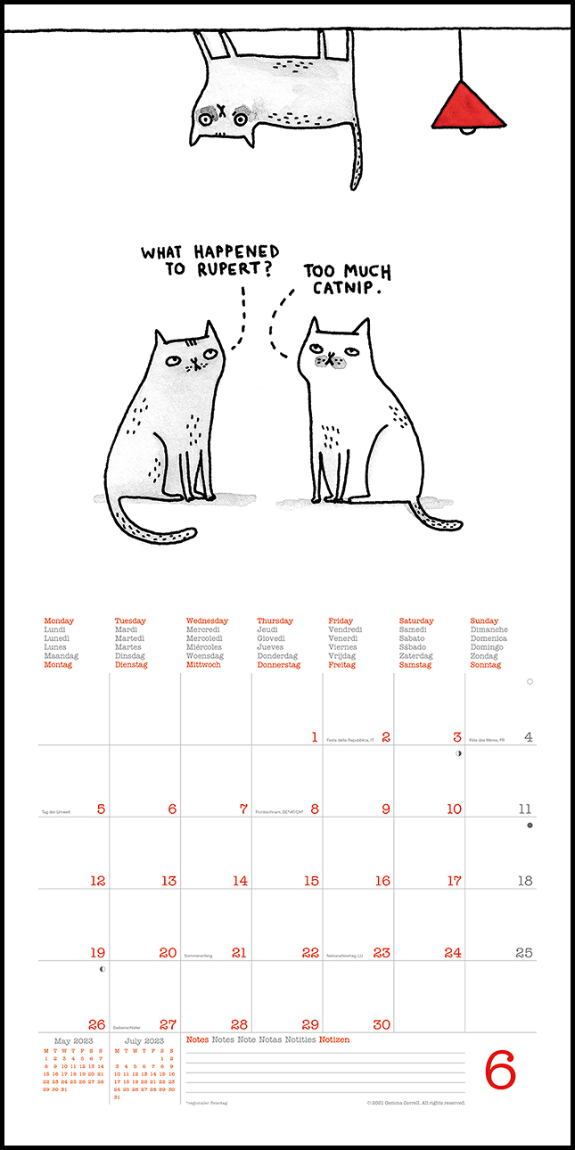 A Cat's Life 2023 Wall Calendar by Gemma Correll 4002725984975