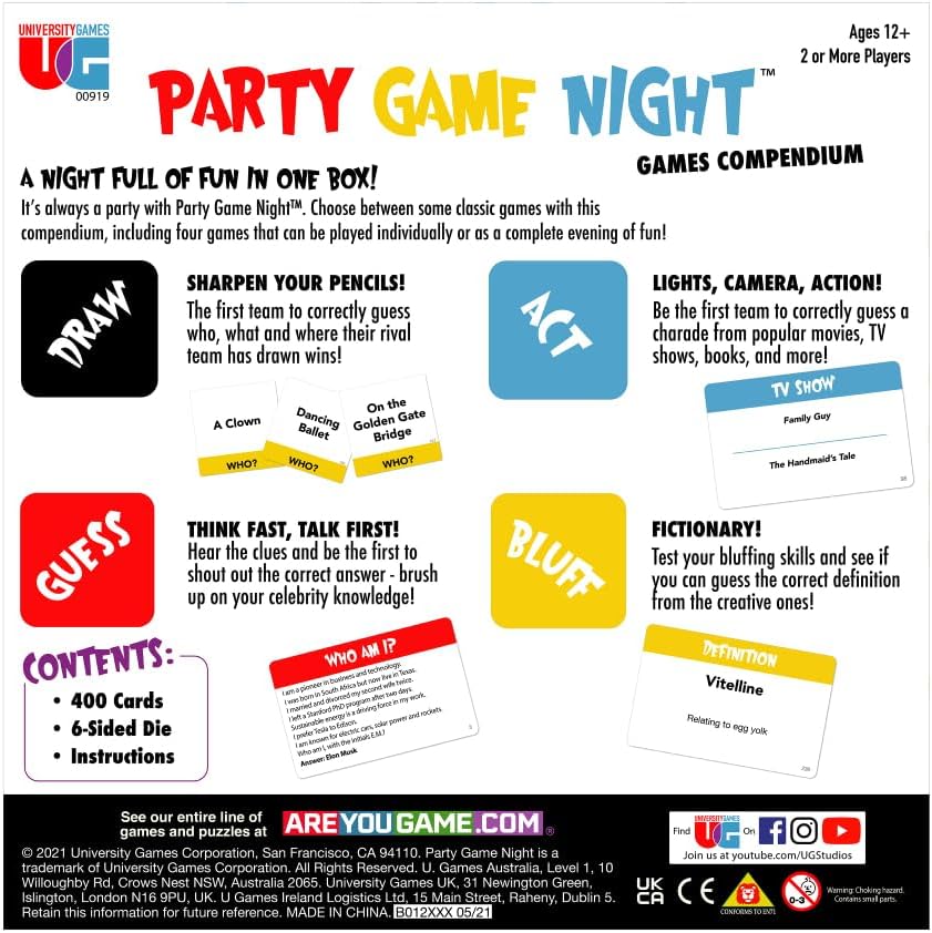 Party Game Night Games Compendium , A Night Full Of Fun In One Box! by University Games