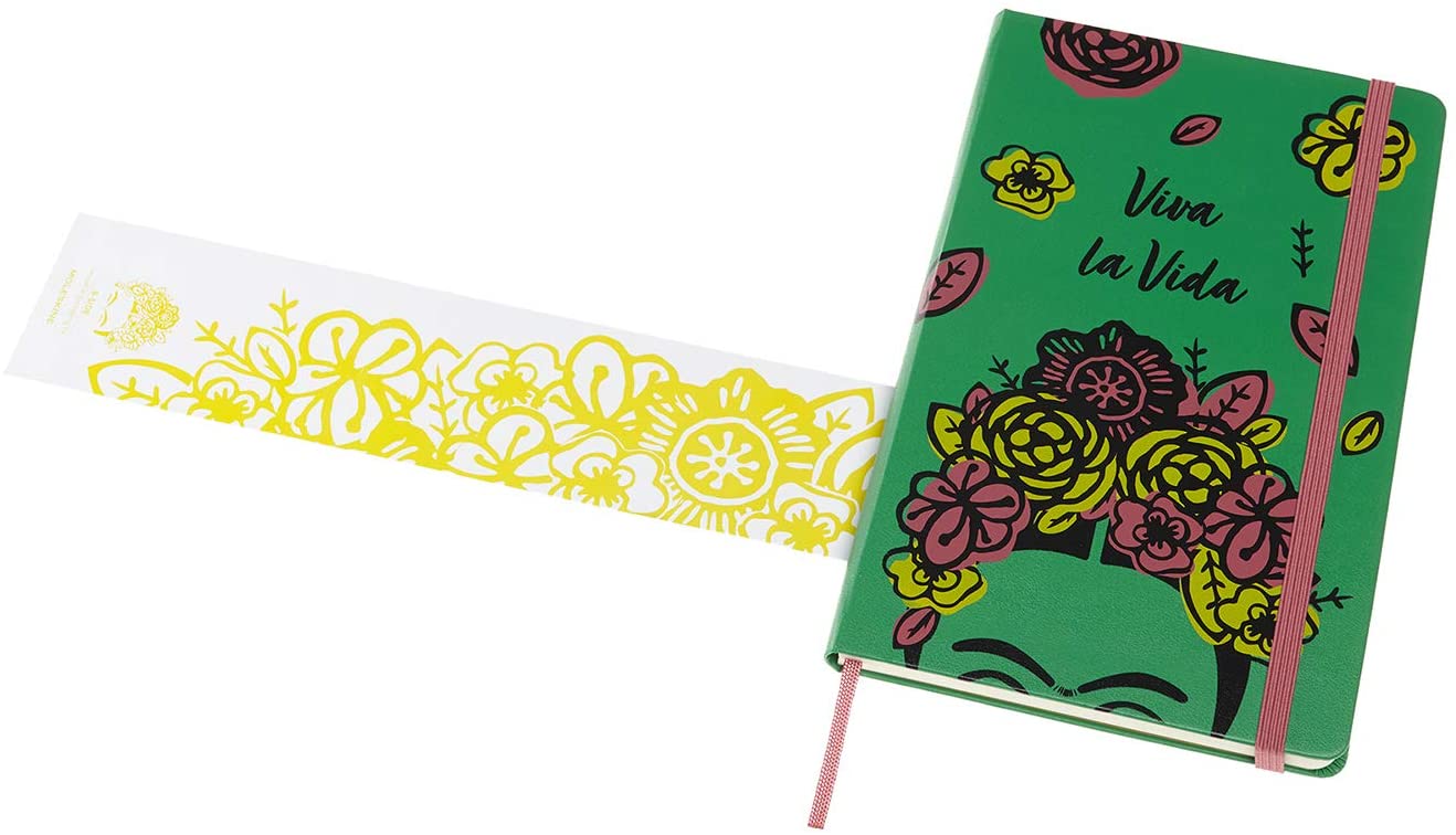 Limited Edition Frida Kahlo Large Notebook, Ruled, Green, Hardcover