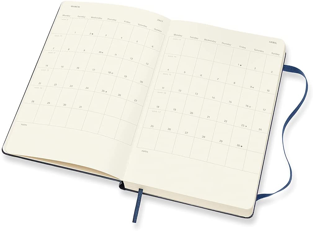 Moleskine 2022 Daily Diary/ Planner, Large, Hard Cover, Sapphire Blue