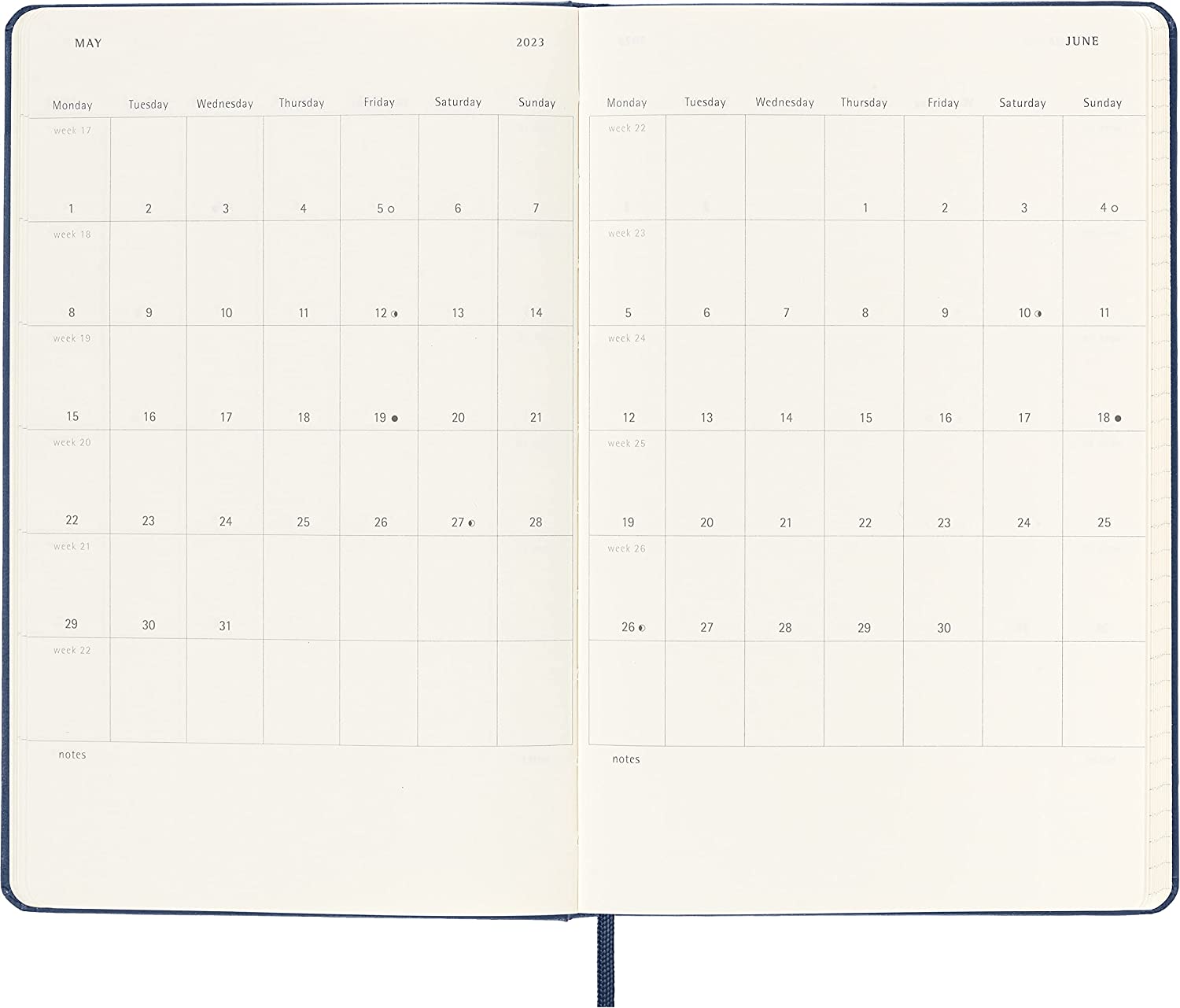 Moleskine 2023 Weekly Notebook Diary/ Planner, Large, Hardcover, Sapphire Blue by Moleskine
