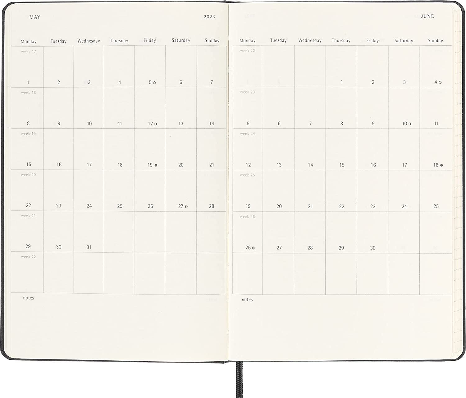 Moleskine 2023 Weekly Horizontal Diary/ Planner, Large, Hardcover