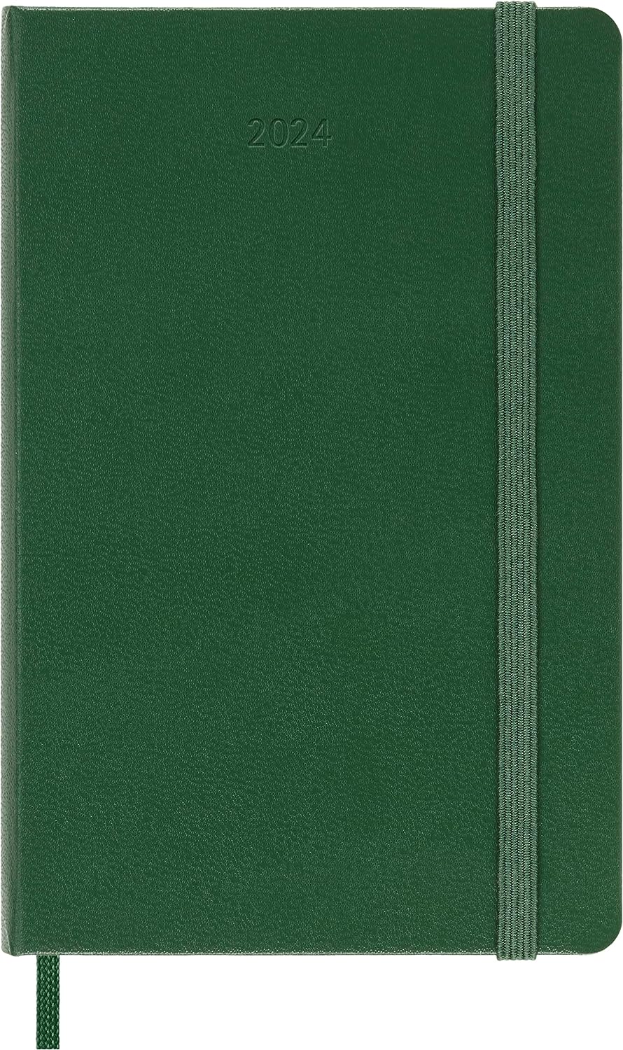 Moleskine 2024 Daily Planner, 12m, Pocket, Myrtle Green, Hard Cover