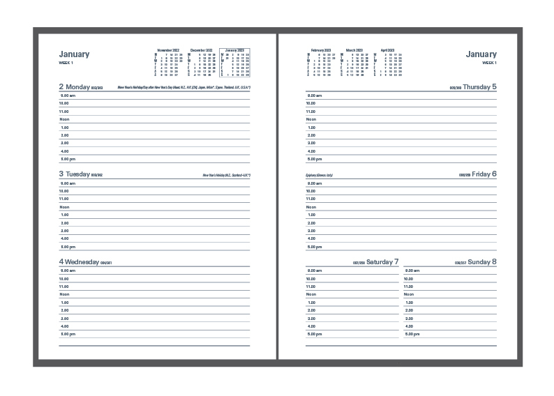 Collins Legacy A6 Week-to-View Diary 2022/2023 - Mid Year Academic Planner Blue