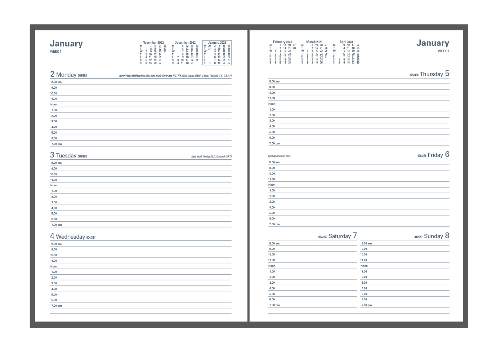 Collins Kingsgrove 2023 Desk Diary A4 Week to View Black, 341