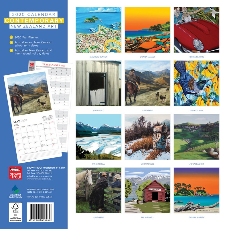Contemporary New Zealand Art - 2020 Wall Calendar by Browntrout