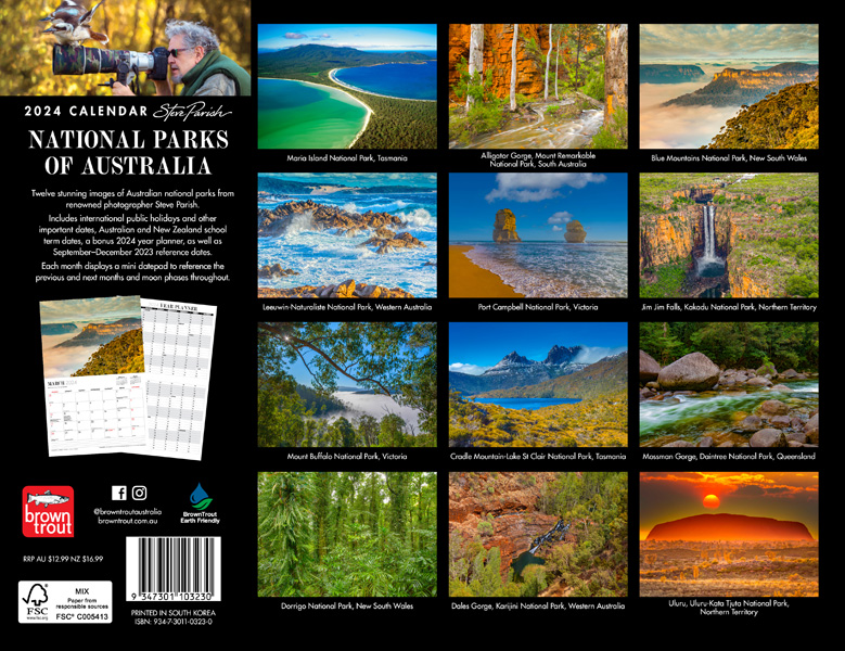 National Parks of Australia Steve Parish 2024 Wall Calendar