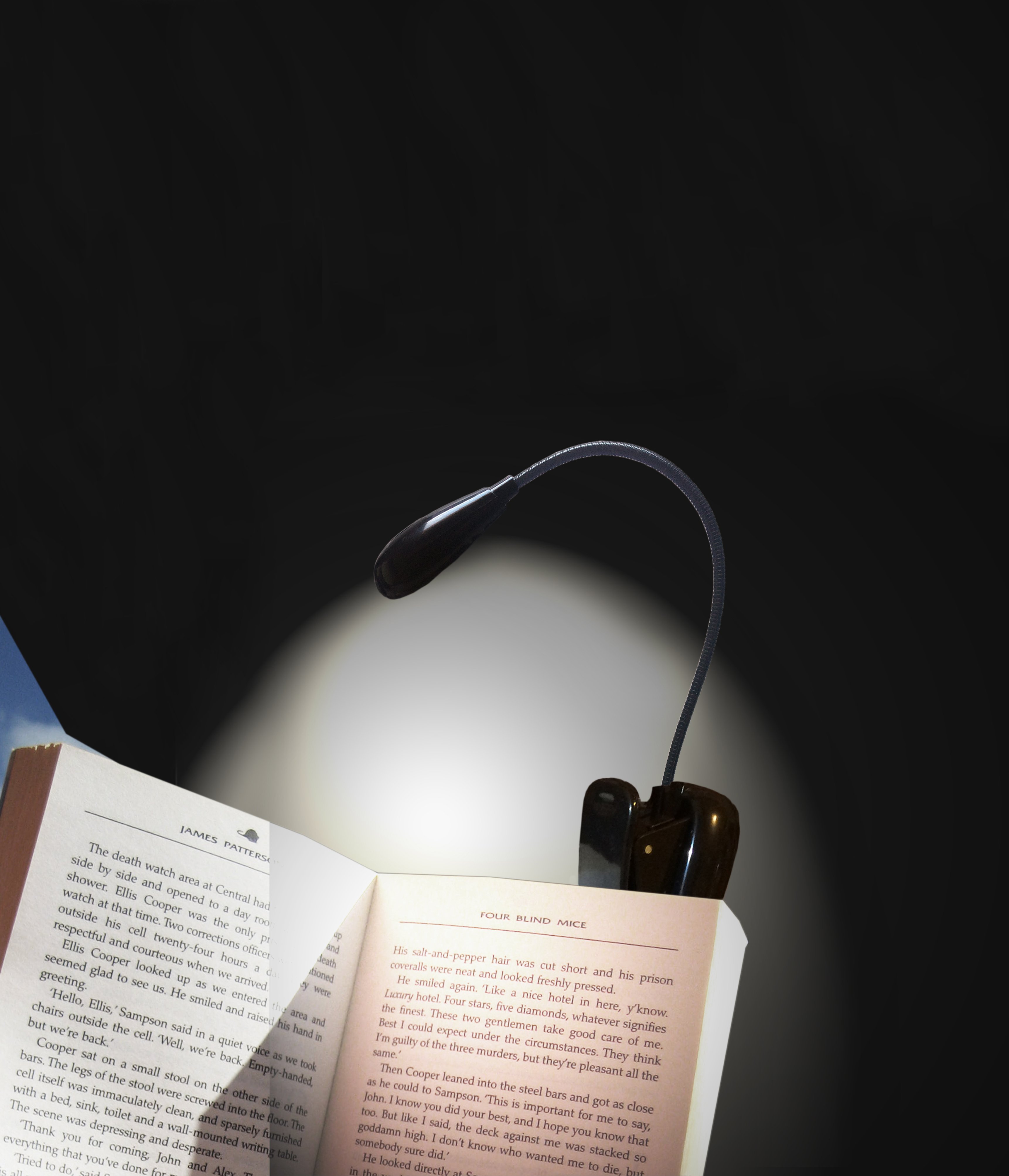 Flexi Rechargeable Booklight Black, Book Light by Artico