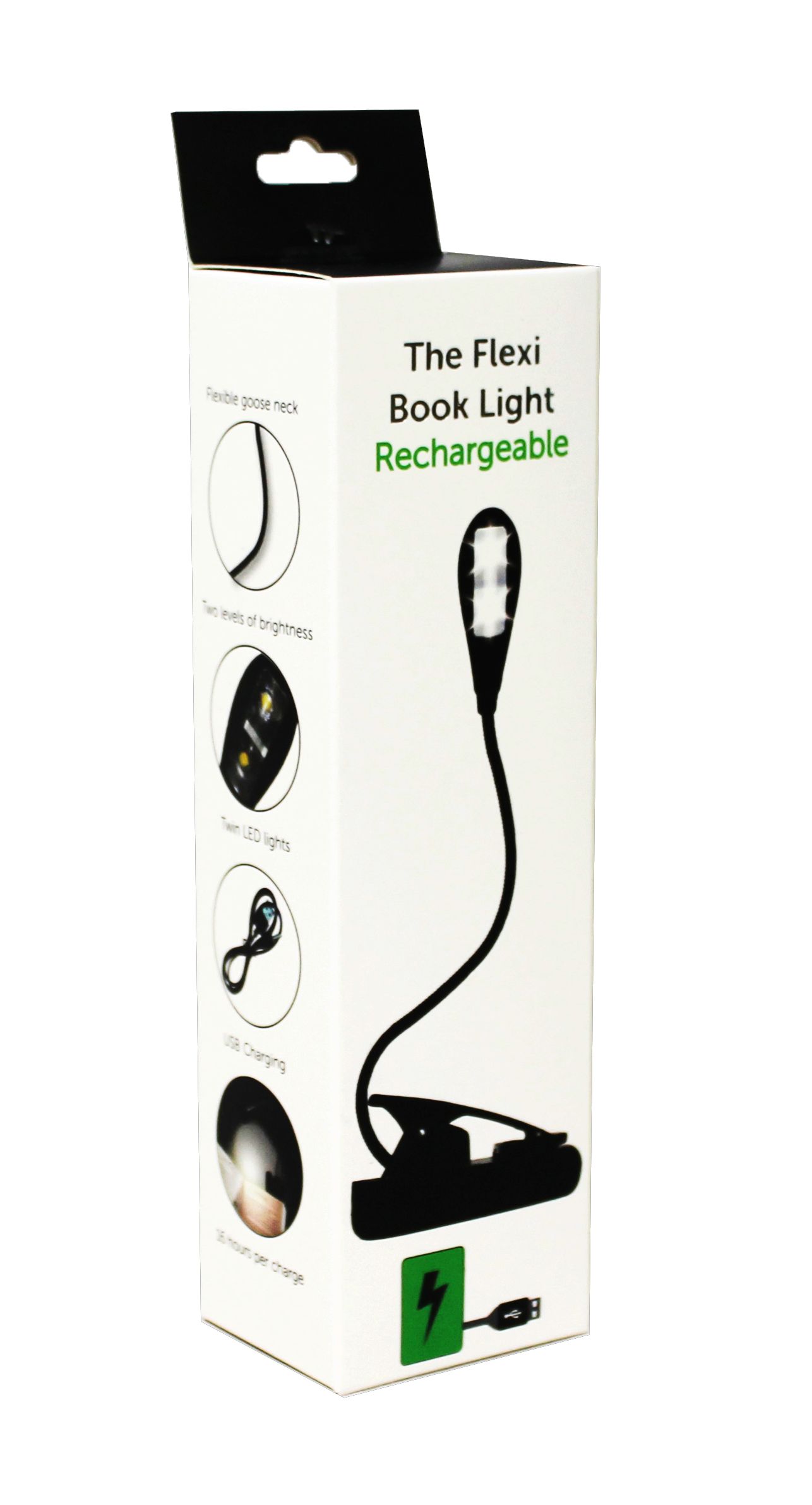 Flexi Rechargeable Booklight Black, Book Light by Artico