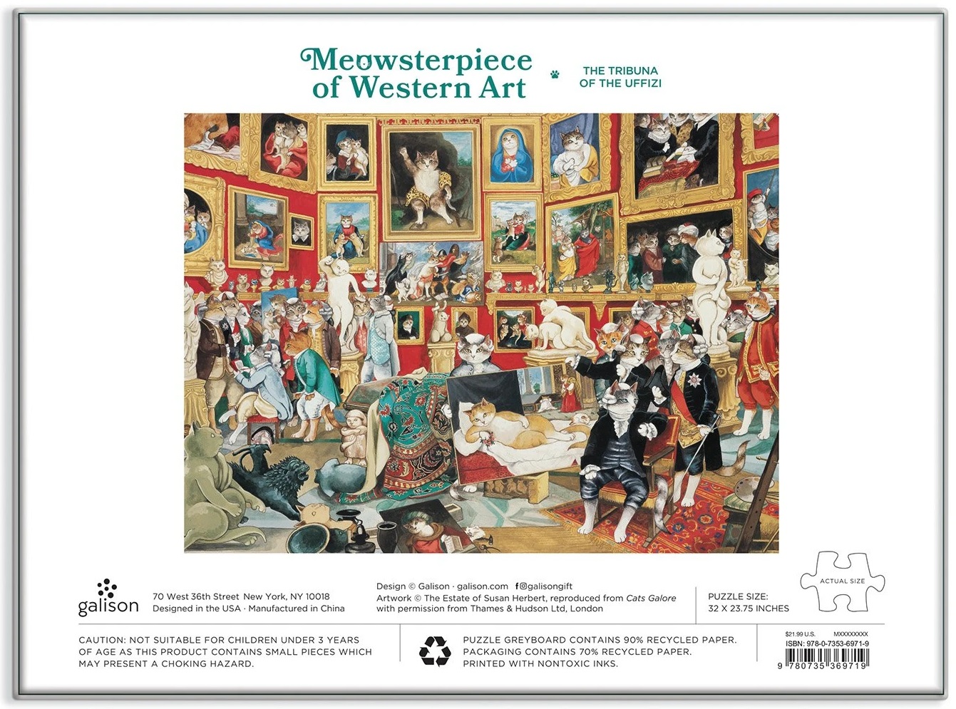Puzzle Galison 1500 Pezzi - La Tribuna Degli Uffizi - Versione Meowsterpiece Con Gatti - 81x60 Cm