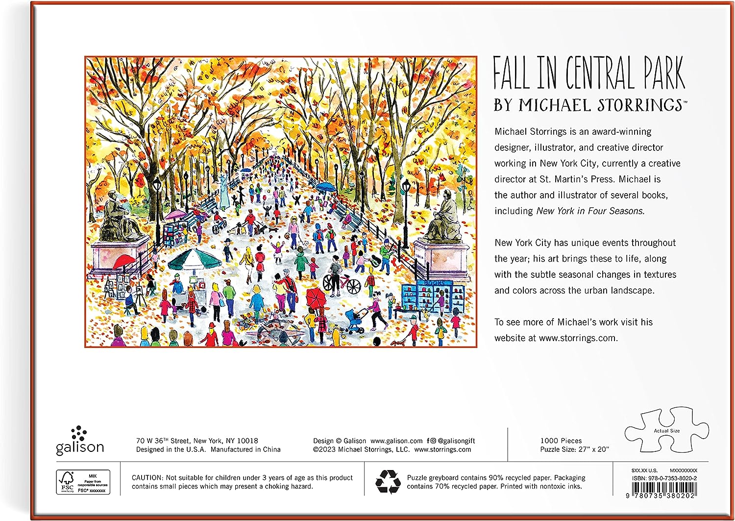 Fall in Central Park Puzzle, 1000Piece Jigsaw Puzzle by Michael