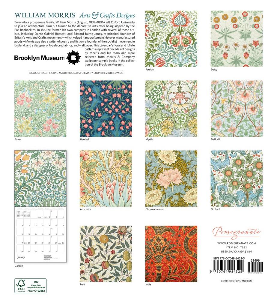 William Morris Arts & Crafts Designs 2020 Wall Calendar by William