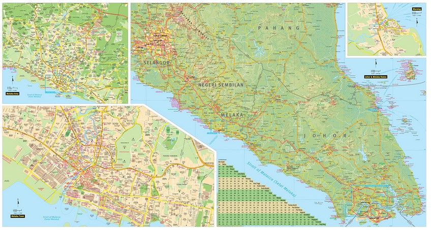 Johor And Melaka Travel Map Periplus Travel Maps Malaysia - 