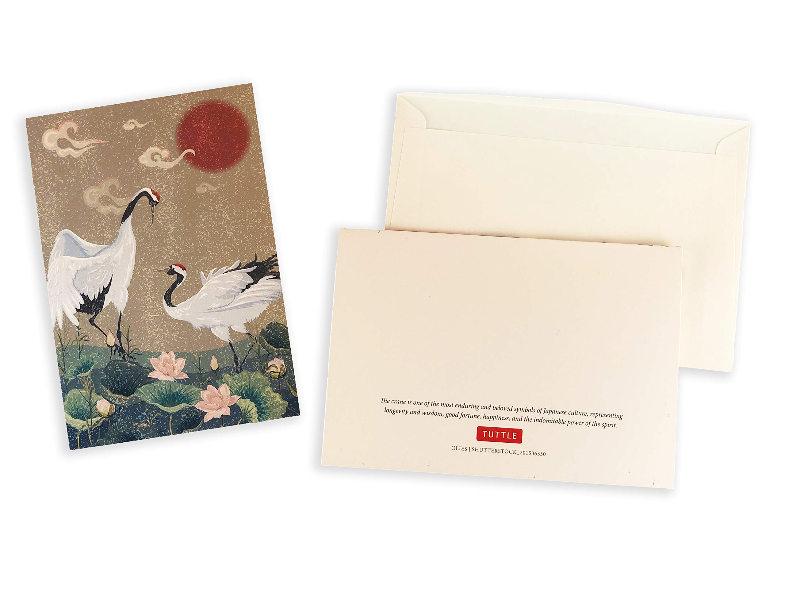 Japanese Cranes Note Cards, 12 Blank Note Cards & Envelopes (6 x 4 inch