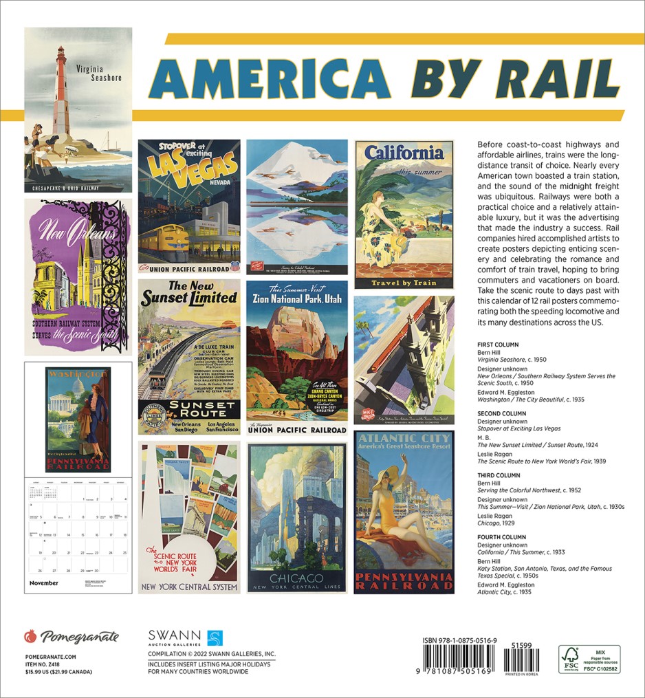 America by Rail 2023 Wall Calendar by Pomegranate 9781087505169