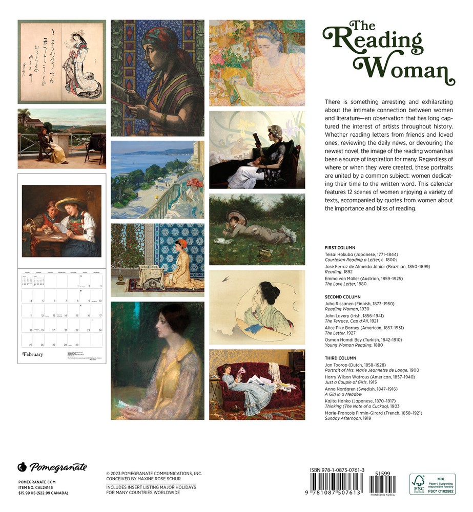 The Reading Woman 2024 Wall Calendar by Pomegranate 9781087507613