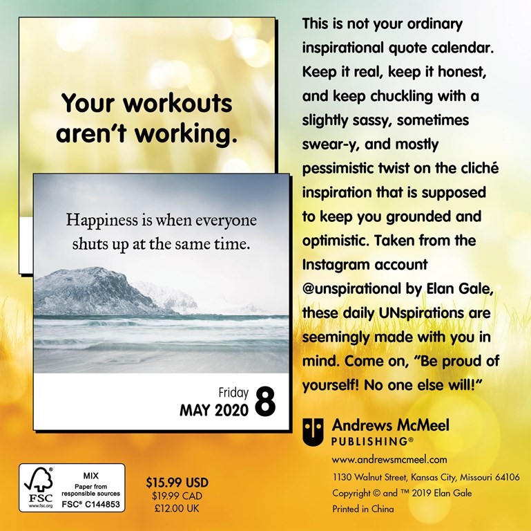 Unspirational turn your smile upside down 2020 Daily Desk Calendar