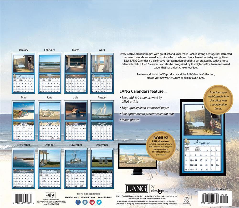 Seaside 2020 Wall Calendar by Daniel Pollera 9781469409627 Booktopia