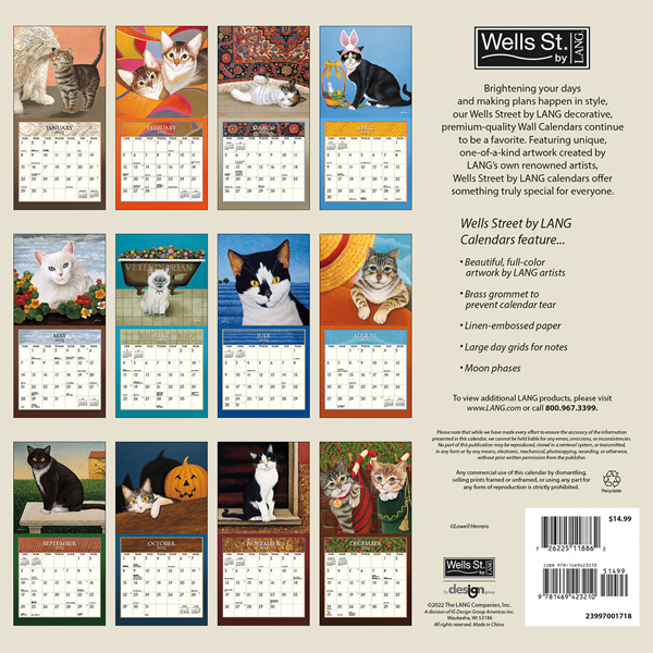 Cats - 2023 Wall Calendar by The Lang Companies, Inc. | 12 full-color  images (January - December 2023) | 9781469423210 | Booktopia