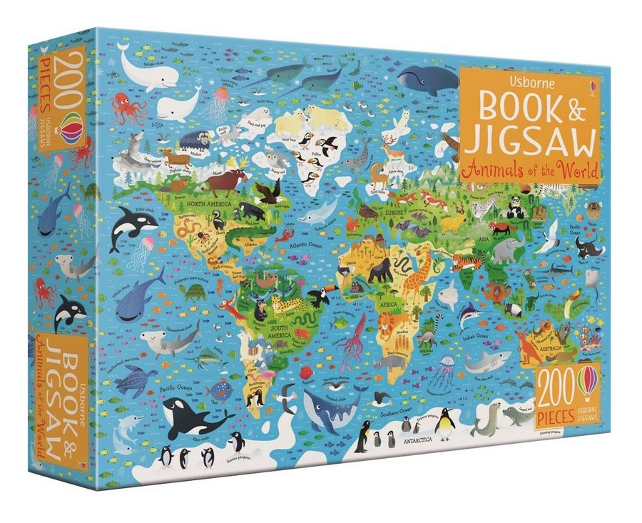 Animals of the World, Usborne 24-Page Book and 200-Piece Jigsaw Puzzle ...