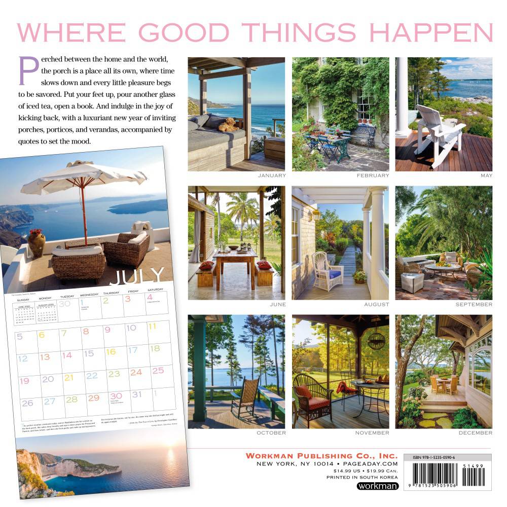 Out on the Porch Wall Calendar 2020 by Workman Calendars