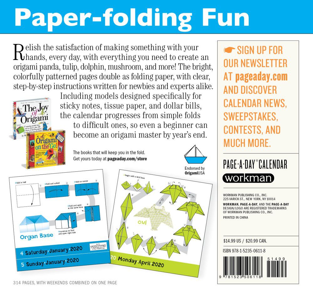 Origami Colour 2020 Page A Day Desk Calendar A Cat Goldfish And A 