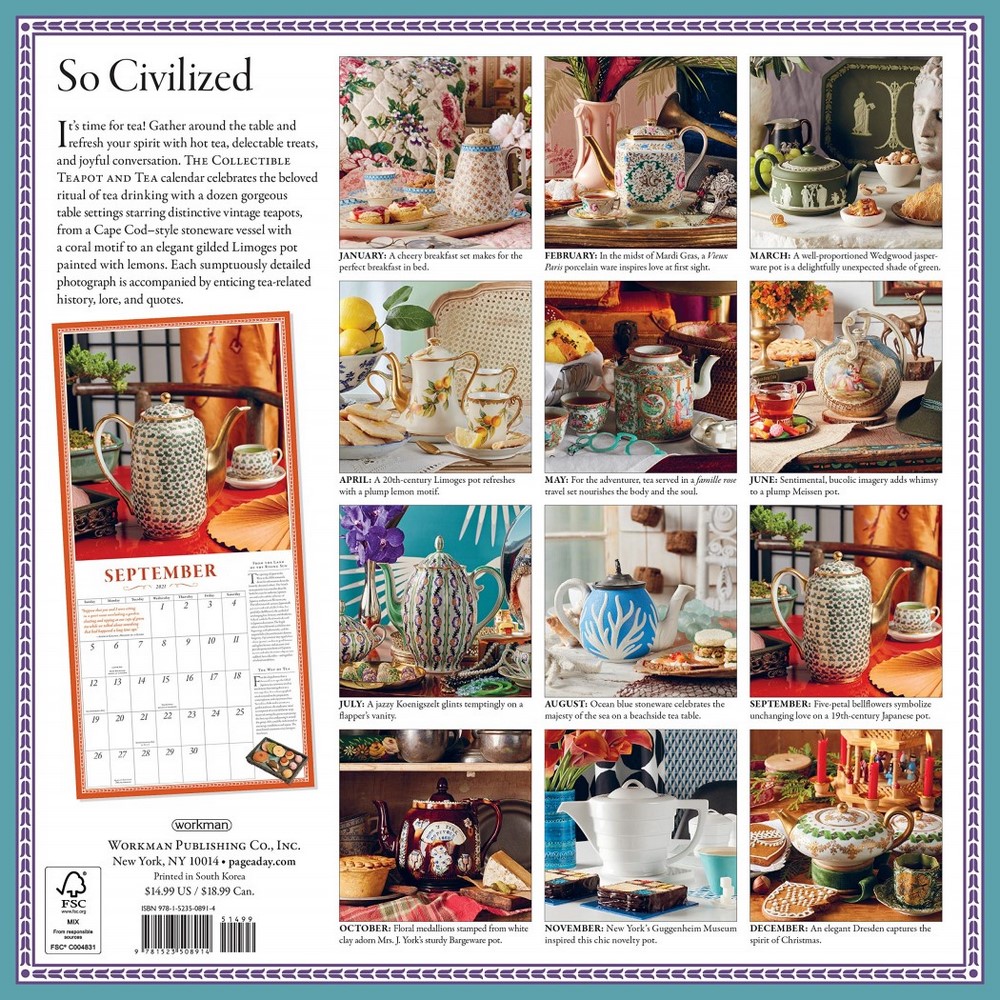 The Collectible Teapot & Tea 2021 Wall Calendar by Workman Publishing