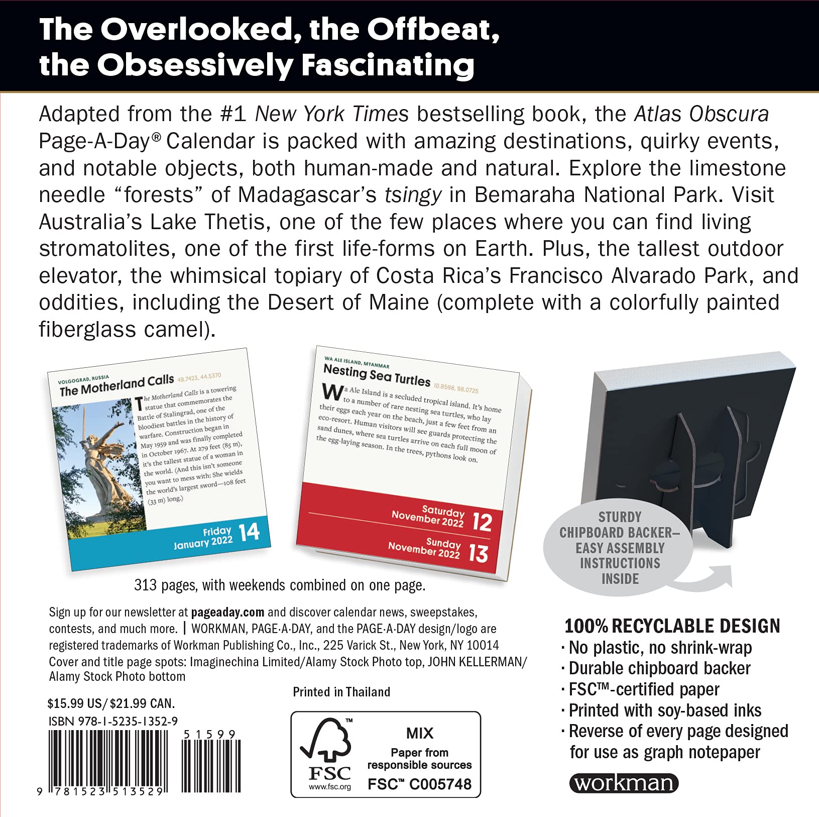 Atlas Obscura Color PageADay® 2022 Desk Calendar, 365 of