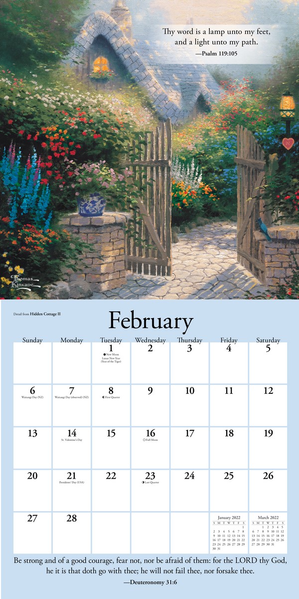 Thomas Kinkade Gardens of Grace with Scripture 2022 Wall Calendar by