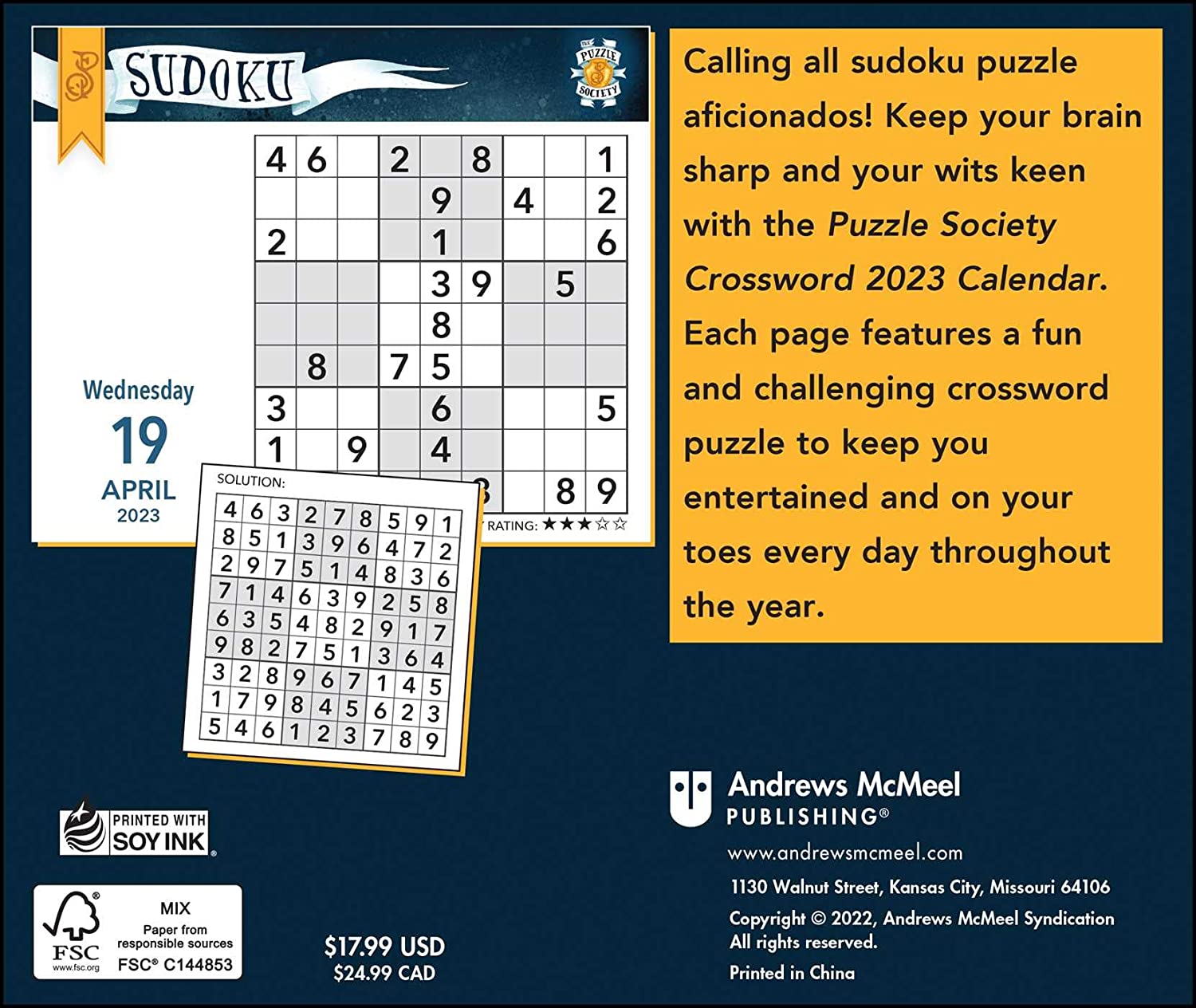 The Puzzle Society Sudoku 2023 Daily Desk Calendar, Puzzle Your Way