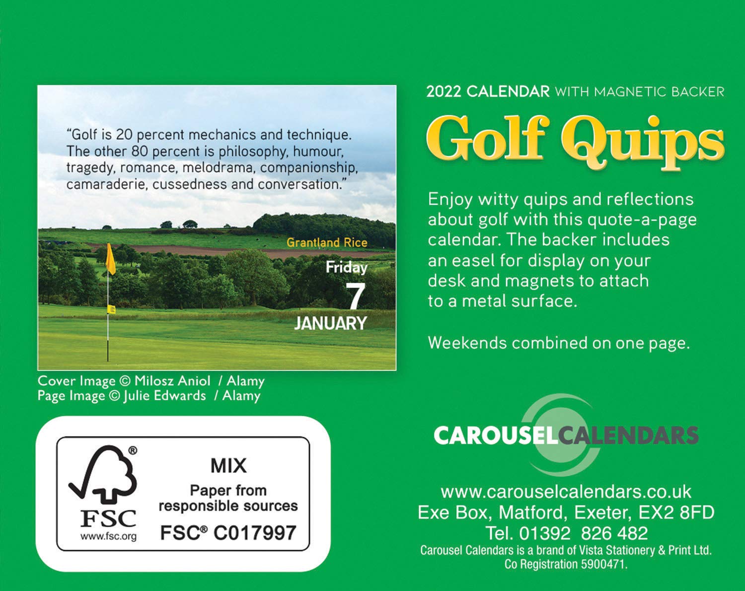 Golf Quips 2022 Mini Daily Desk Calendar by Carousel Calendars