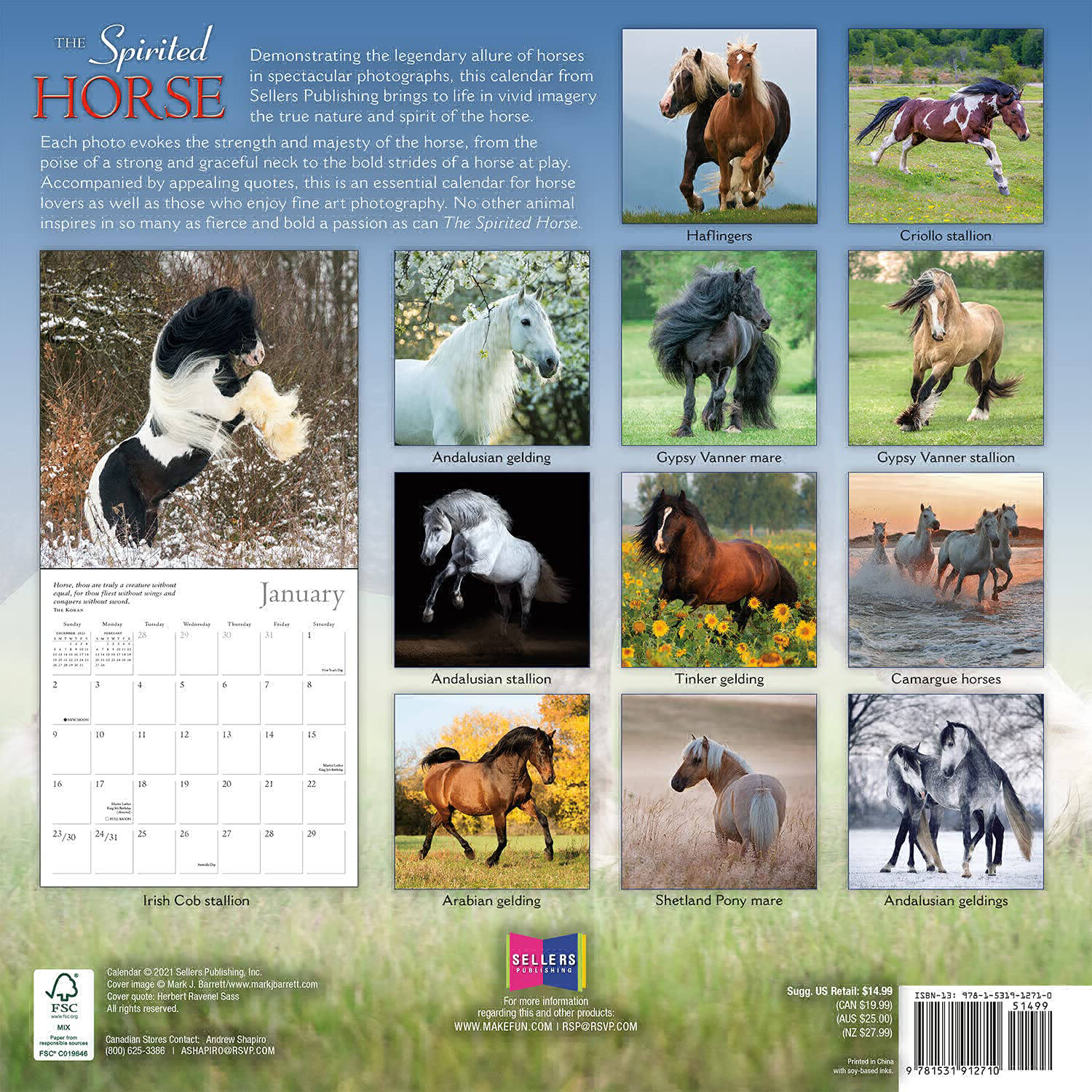 The Spirited Horse - 2022 Wall Calendar by Sellers Publishing