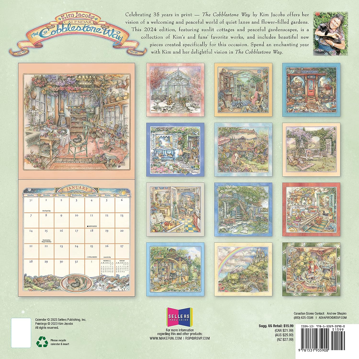 The Cobblestone Way 2024 Wall Calendar by Kim Jacobs 9781531935900