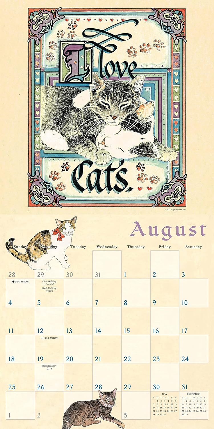 The Proverbial Cat 2024 Wall Calendar, Feline Inspirations by Sydney