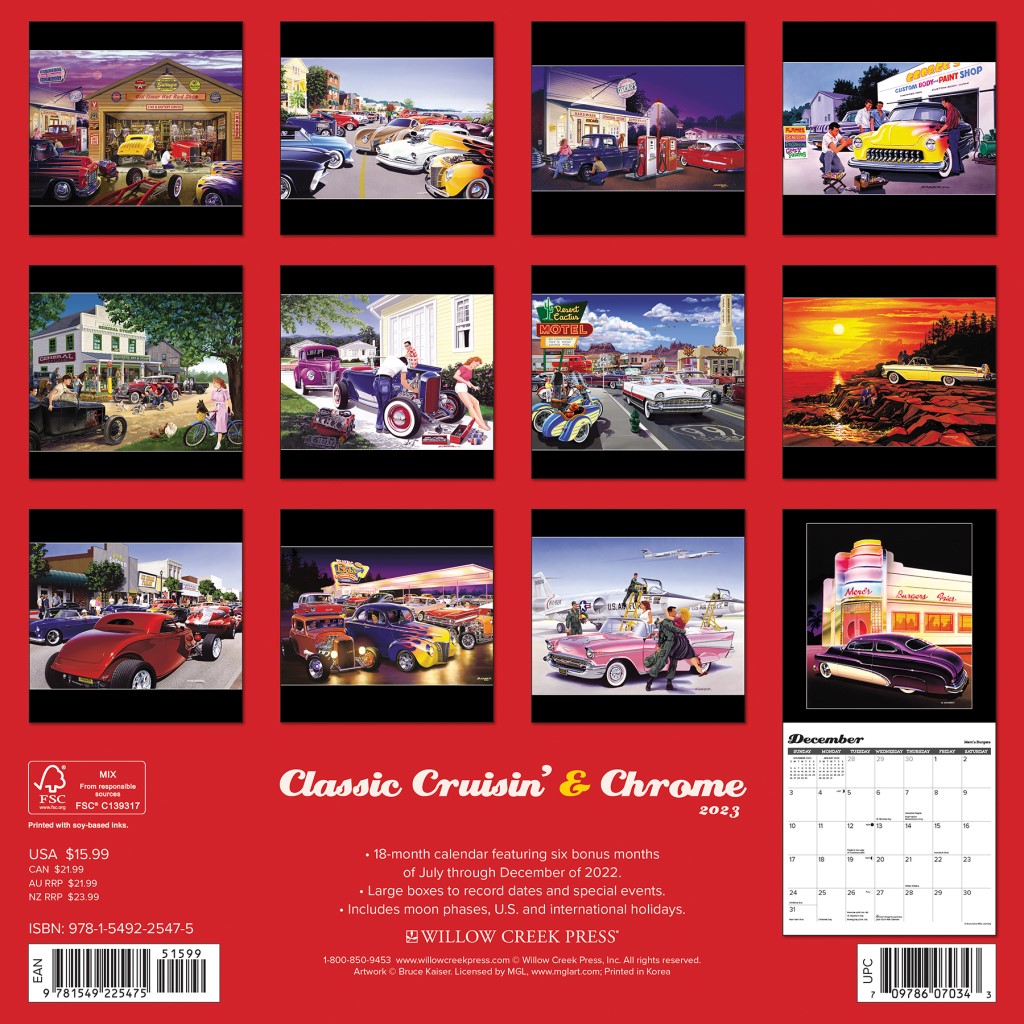 Classic Cruisin' & Chrome 2023 Wall Calendar by Willow Creek Press