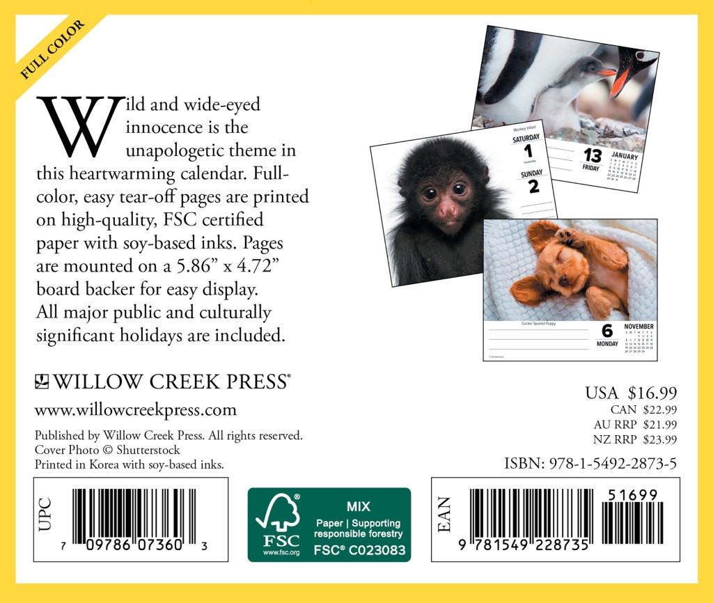 Baby Animals 2023 Daily Desk Calendar by Willow Creek Press 9781549228735 Booktopia