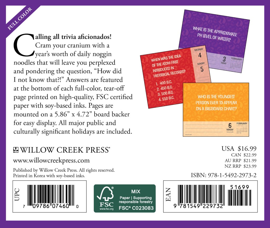 Trivia Night 2023 Daily Desk Calendar by Willow Creek Press