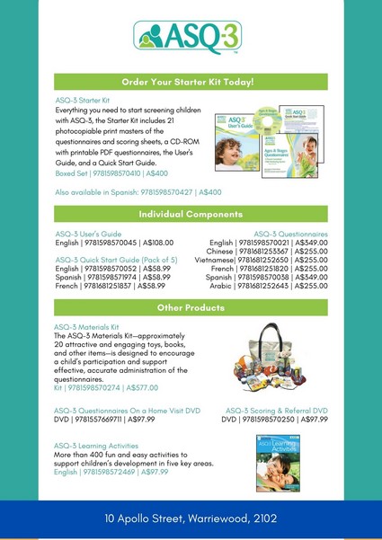 Ages Stages Questionnaires Asq3 Learning Activities English A Parent Completed Child Monitoring System By Elizabeth Twombly 9781598572469 Booktopia