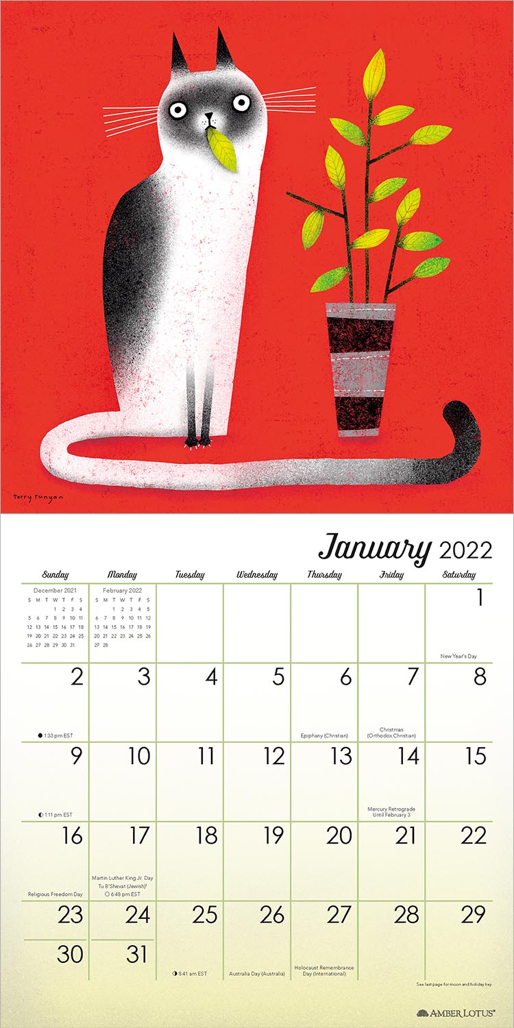 Feline 2022 Wall Calendar, Terry Runyan's Cats by Terry Runyan