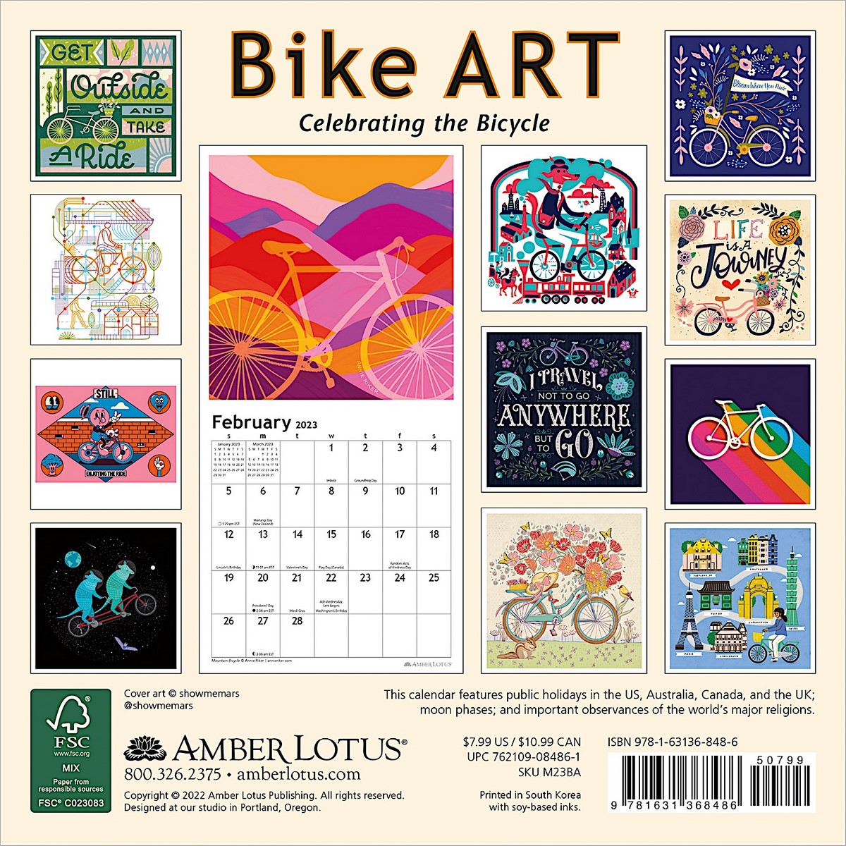 Bike Art 2023 Mini Wall Calendar, In Celebration of the Bicycle by