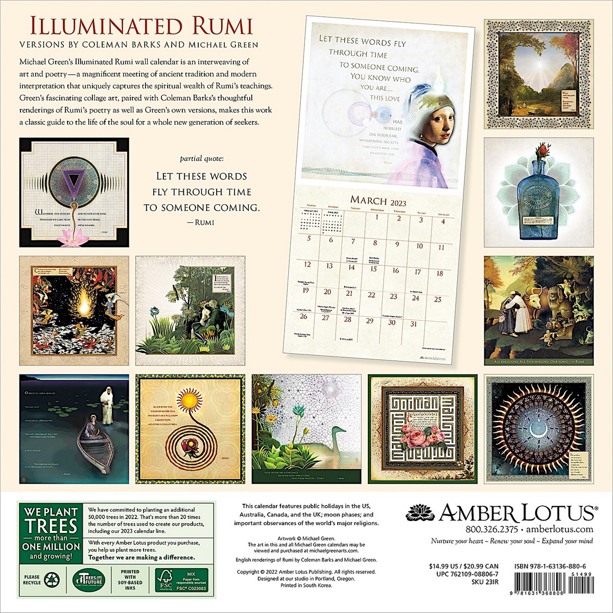 Illuminated Rumi 2023 Wall Calendar by Amber Lotus 9781631368806