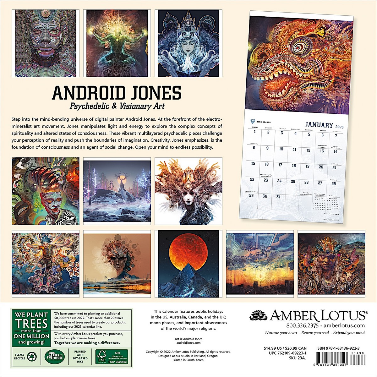 Android Jones 2023 Wall Calendar, Psychedelic & Visionary Art by