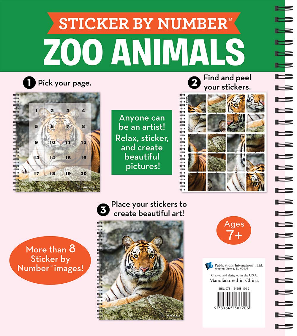 Zoo Animals, Brain Games Sticker by Number by Publications