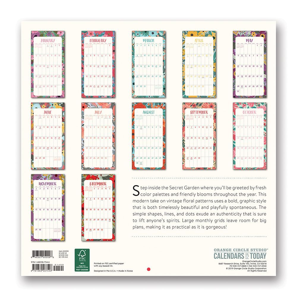 2020 Secret Garden Wall Calendar by Orange Circle Studio ...