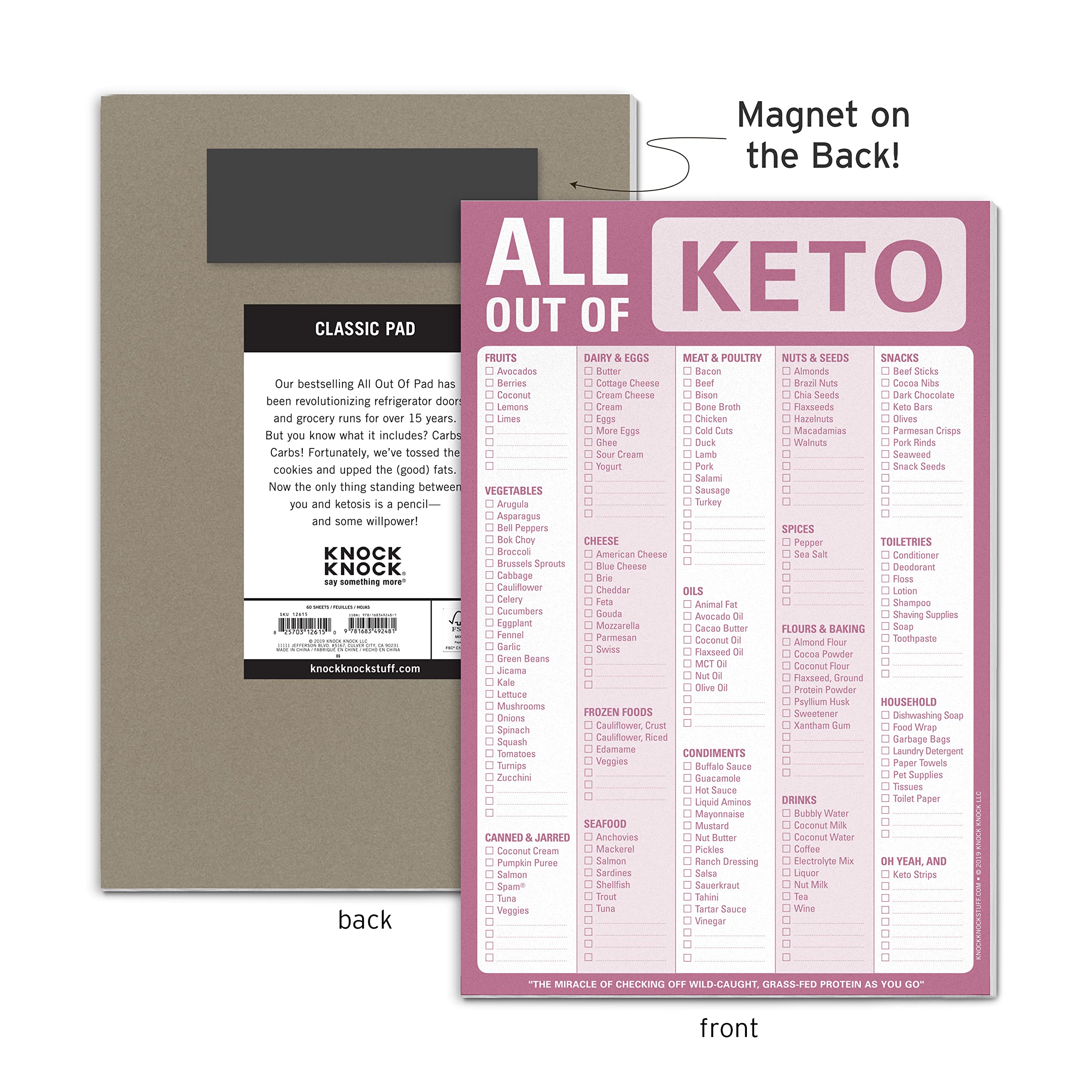 Knock Knock All Out Of Pad (Keto), Keto Diet Grocery List Note Pad by Knock Knock ...