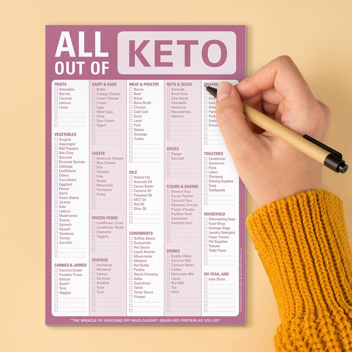 Knock Knock All Out Of Pad (Keto), Keto Diet Grocery List Note Pad by Knock Knock ...