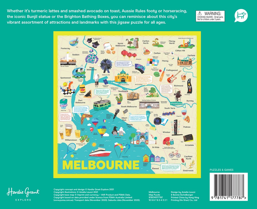 Melbourne Map Puzzle, 500Piece Jigsaw Puzzle by Hardie Grant Explore