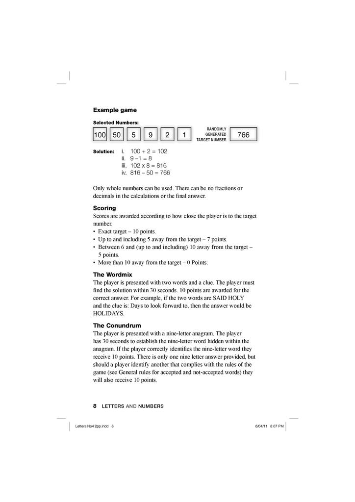 Letters and Numbers 4, Word and Number Puzzles from the SBS TV show by