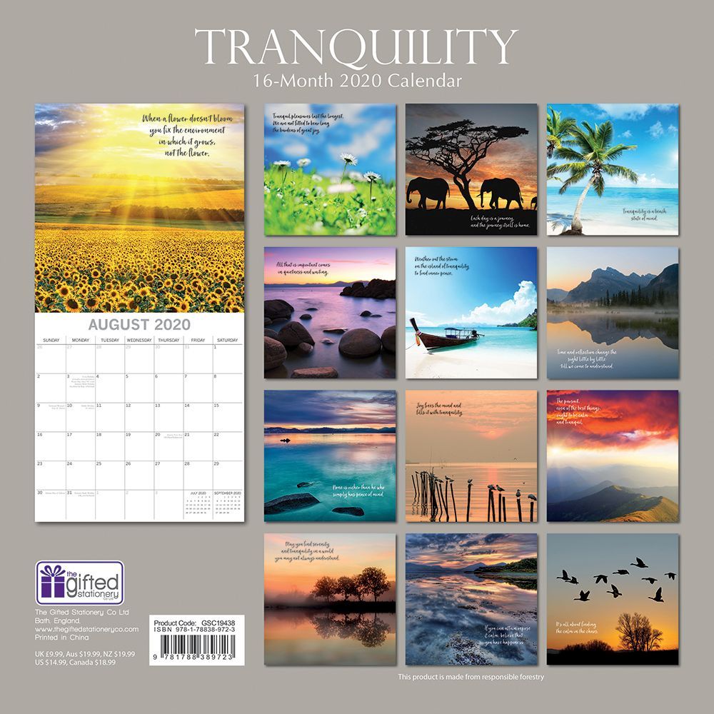 Tranquility 2020 Square Wall Calendar by The Gifted Stationery Company